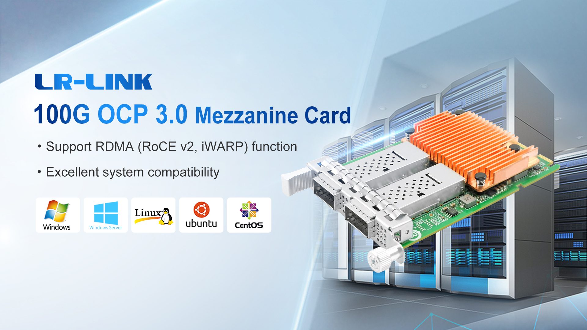 100G OCP 3.0 Mezzanine Card, Support RDMA (RoCE v2, iWARP) function 100G OCP 3.0 Mezzanine Card, Support RDMA (RoCE v2, iWARP) function